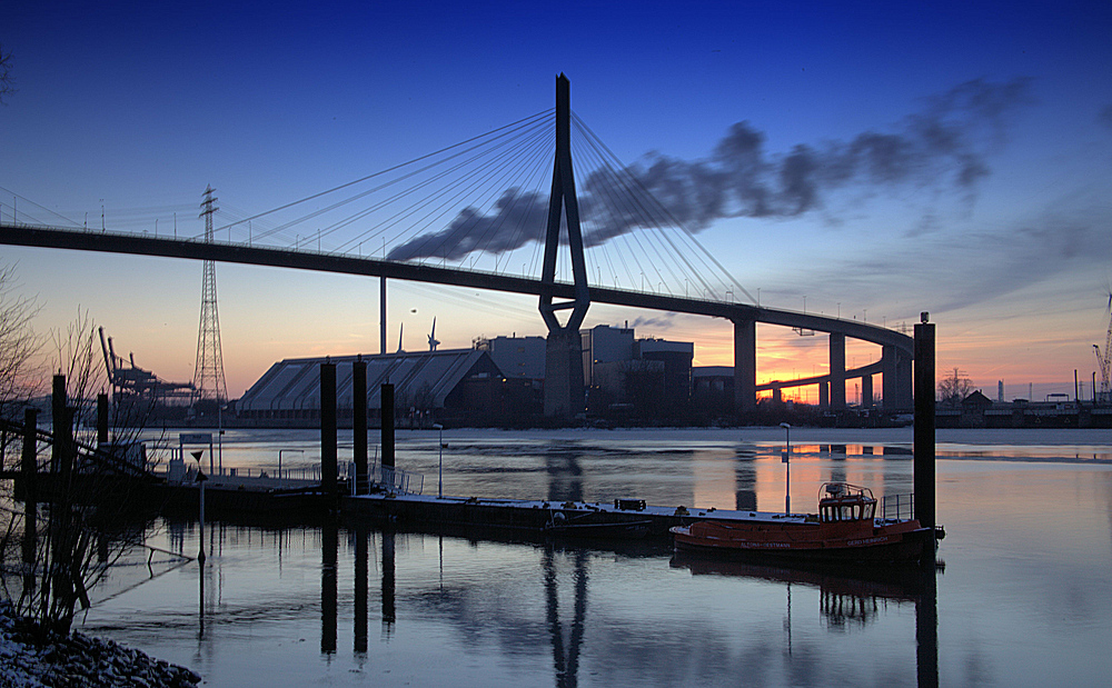 Hamburg Köhlbrandbrücke - Sonnenuntergang