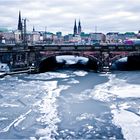 Hamburg, Lombardsbrücke und Binnenalster im Februar