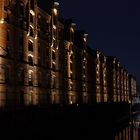 Hamburg Speicherstadt bei Nacht.