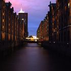 Hamburg Speicherstadt zur "roten" Stunde