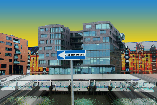 Hamburger Hafen City Einbahnstraße