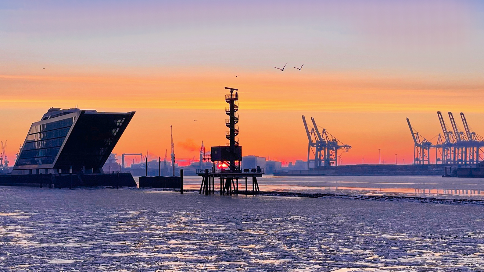 Hamburger Hafen im Morgenlicht