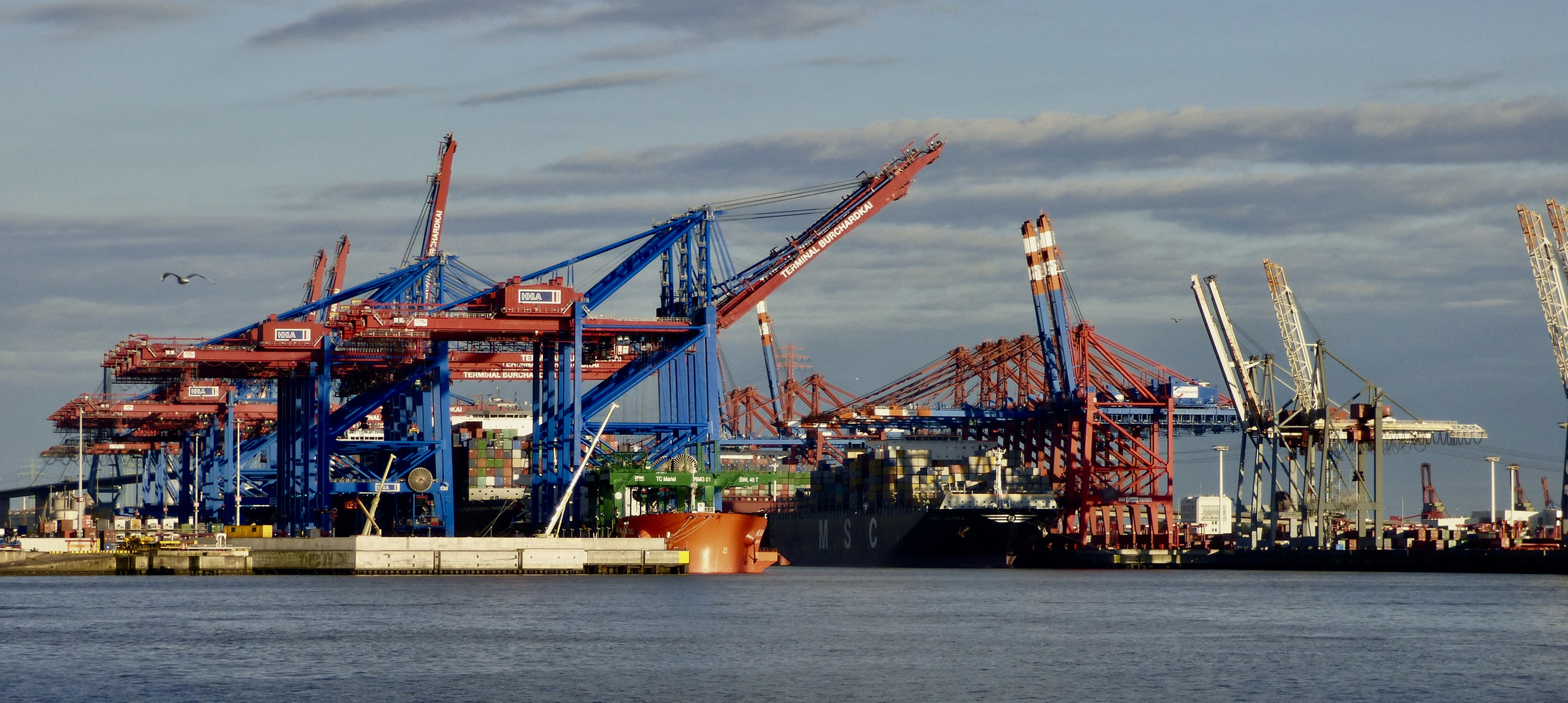 Hamburger Hafen in der Nachmittagssonne