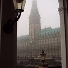 Hamburger Rathaus im Nebel