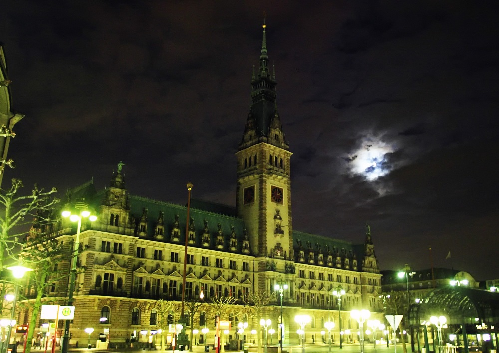 Hamburgs Rathaus bei Nacht 1 - 2