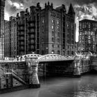 Hamburg,Speicherstadt, Kleines Feet mit Kannengießerort Brücke