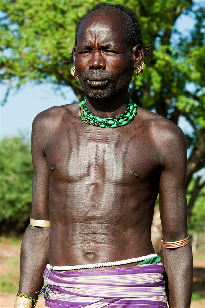 [ Hamer Tribe Man with Body Scarification ]