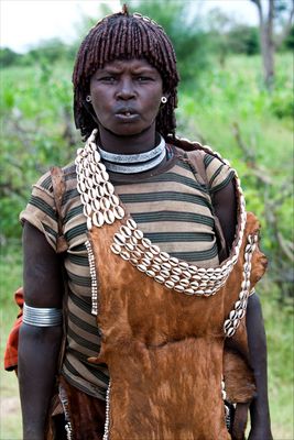 [ Hamer Tribe Woman with Leather Clothing ]