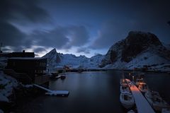 Hamnoy Hafen am Abend