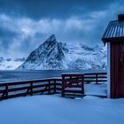 Hamnoy Village with views of Olstind Mountain