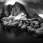 Hamnøy in black and white