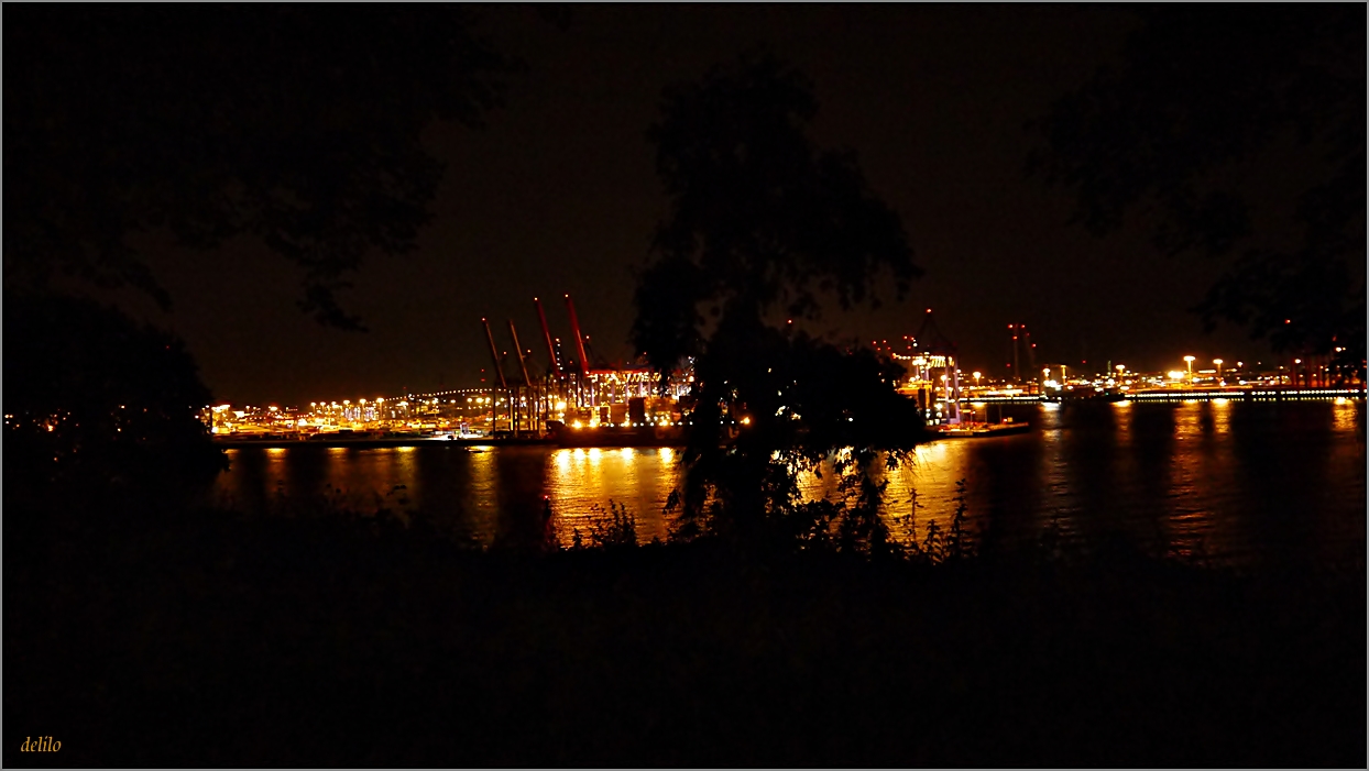 Hamurgs Hafen bei Nacht