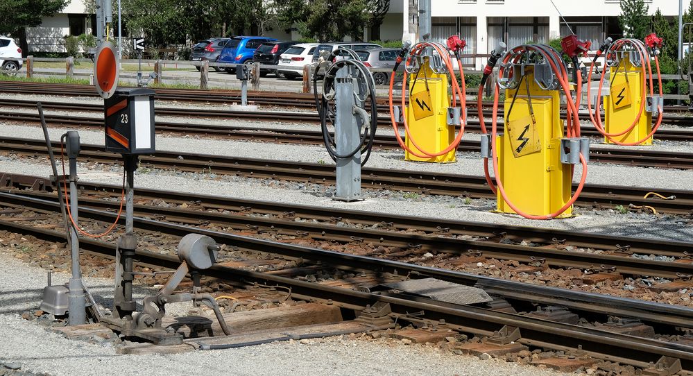 Handweiche 23 und die Zugvorheizanlagen