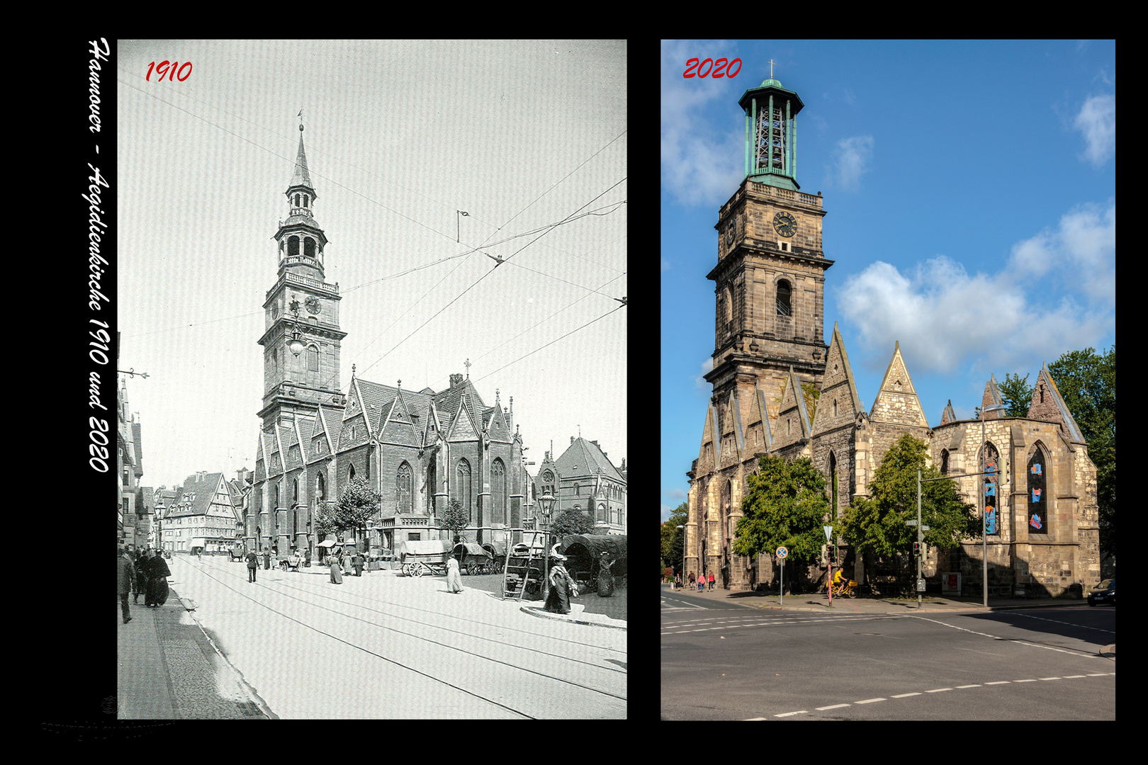 Hannover - Aegidienkirche 1910 und 2020