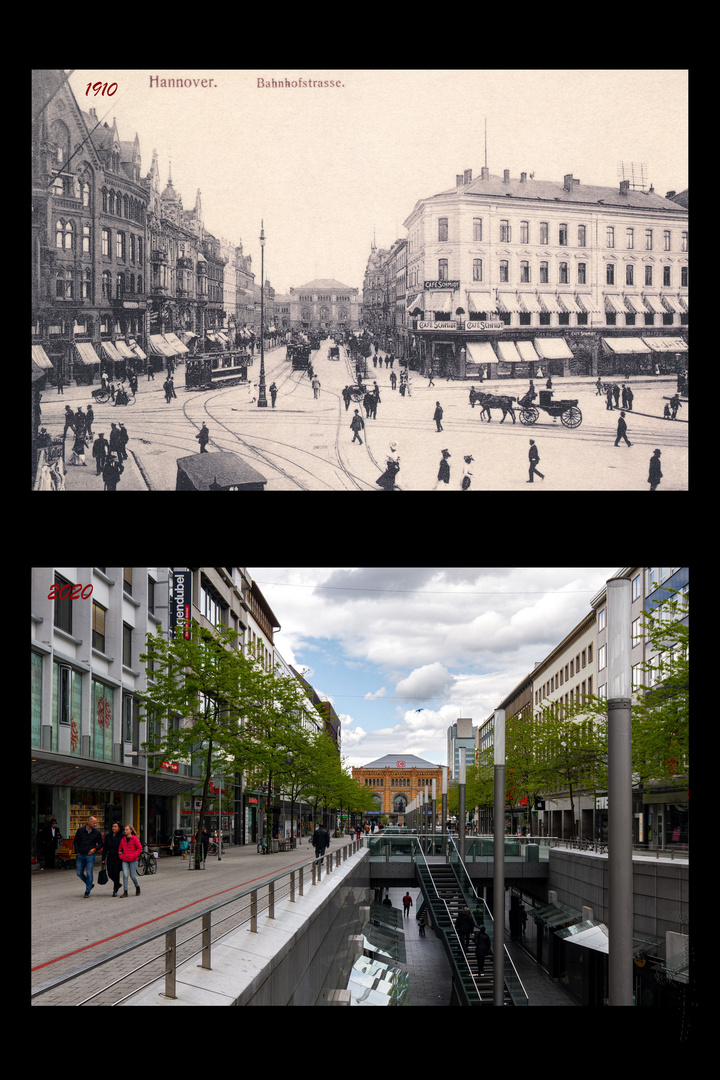 Hannover - Bahnhofstrasse 1910 und 2020
