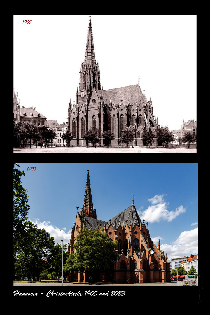 Hannover - Christuskirche 1905 und 2023