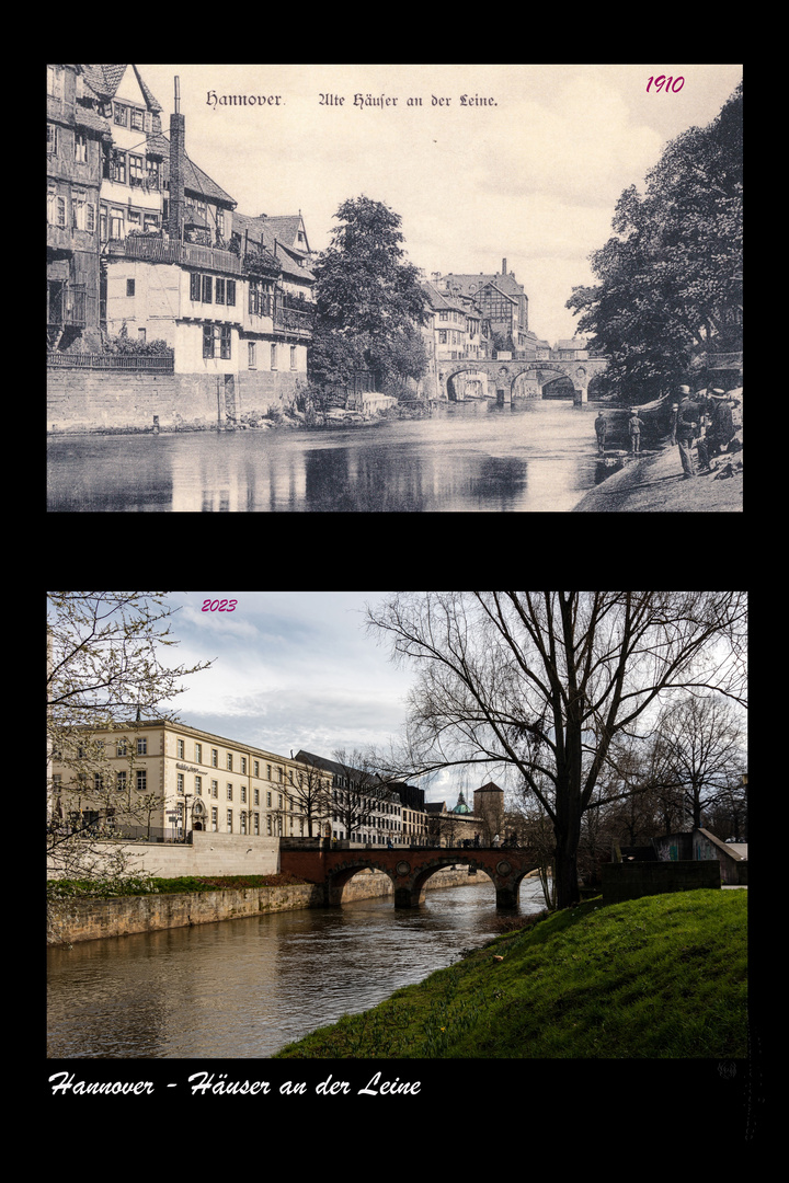Hannover - die Leine 1910 und 2023