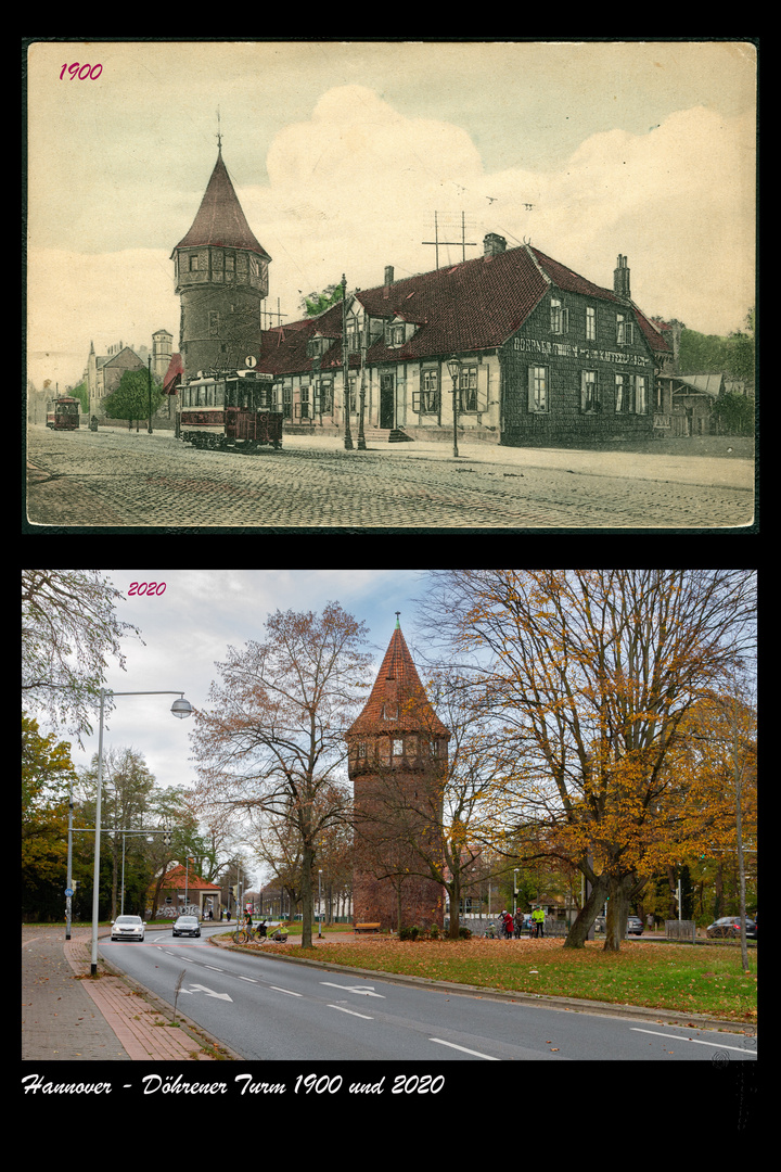 Hannover - Döhrener Turm 1900 und 2020