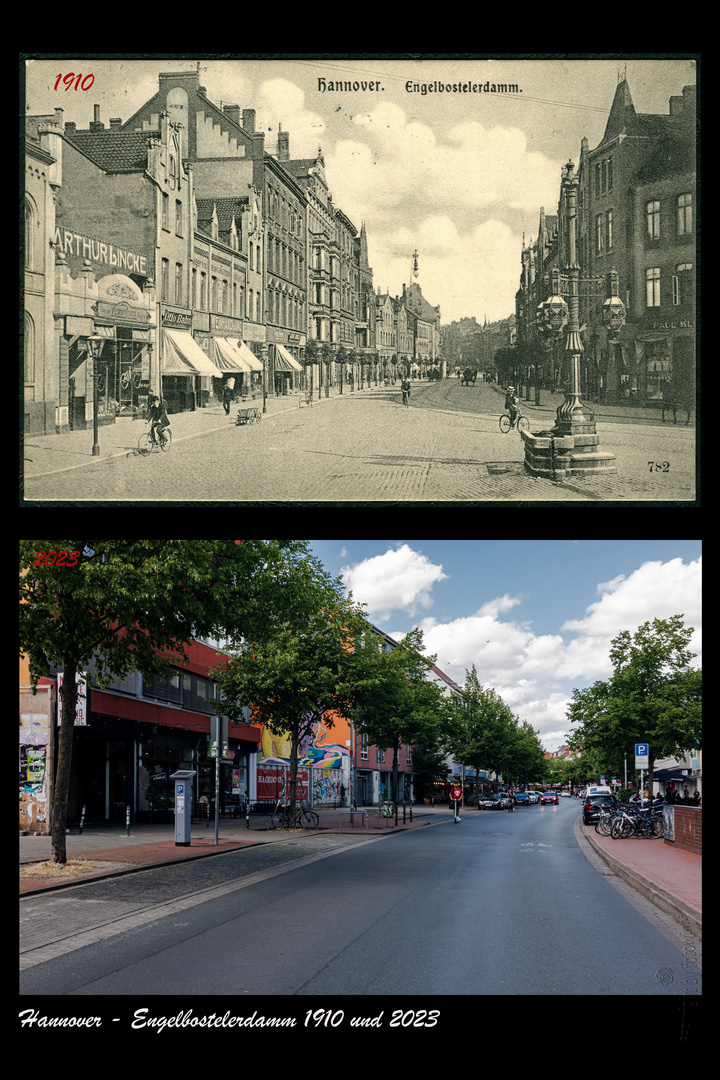 Hannover - Engelbostelerdamm 1910 und 2023