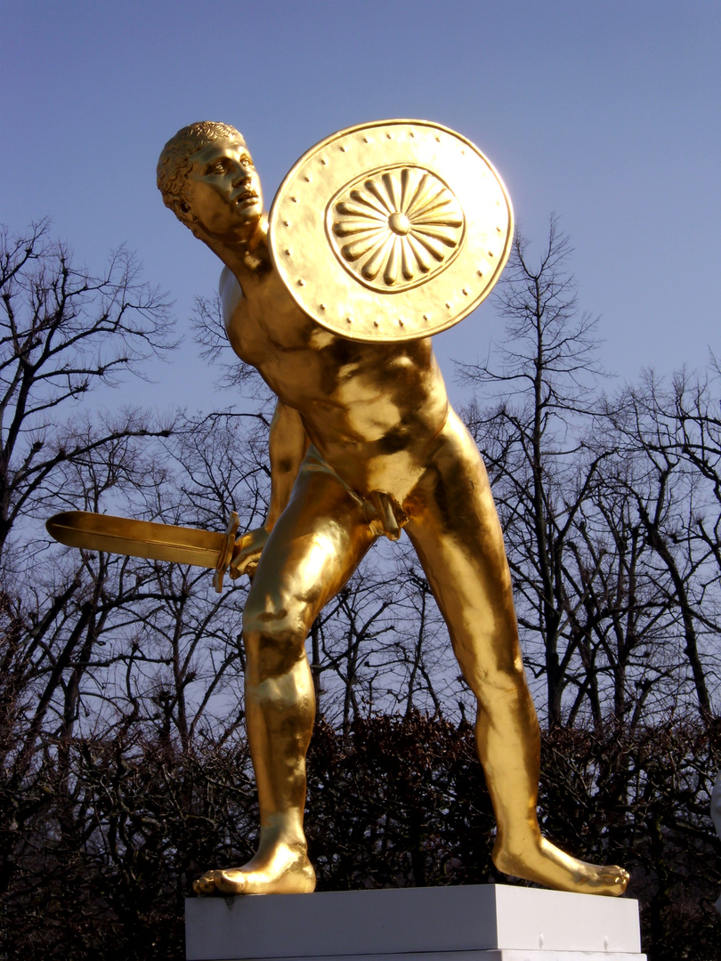 Hannover, Herrenhausen, Großer Garten, Gartentheater, Borghesischer Fechter/Gladiator (Kopie),3-2012