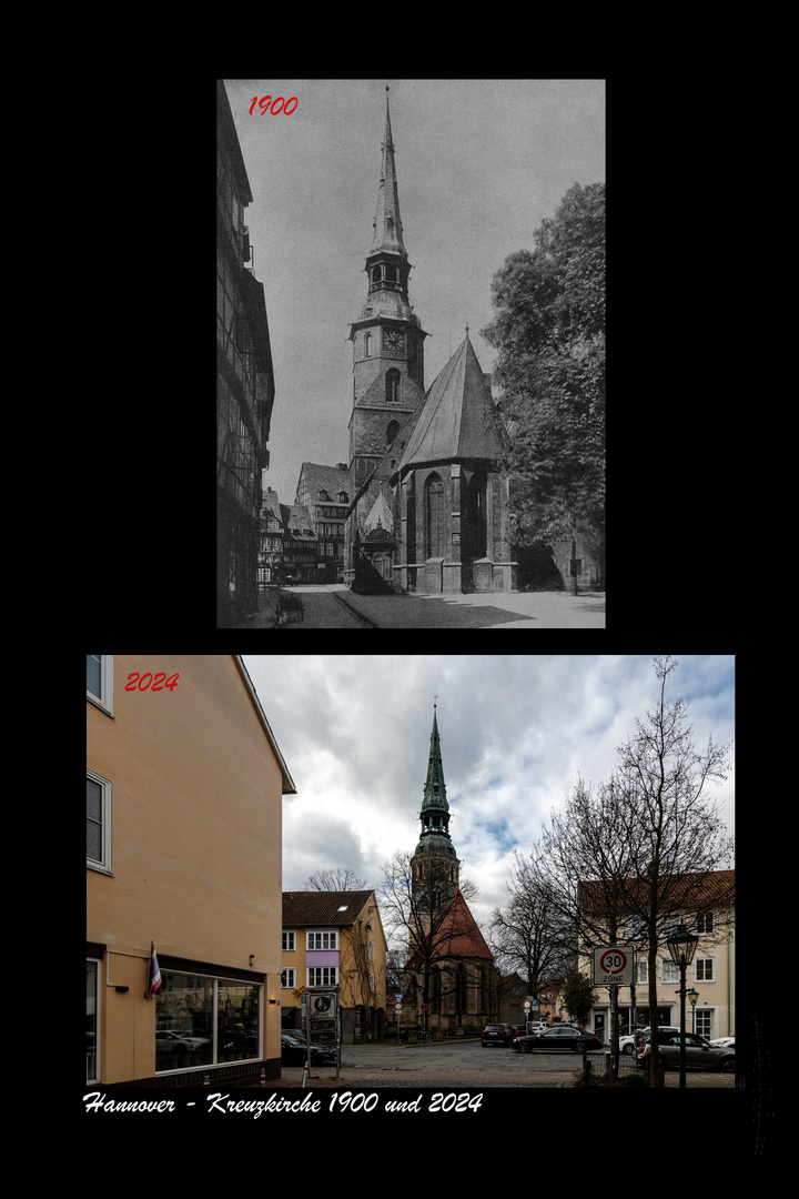 Hannover - Kreuzkirche 1900 und 2024