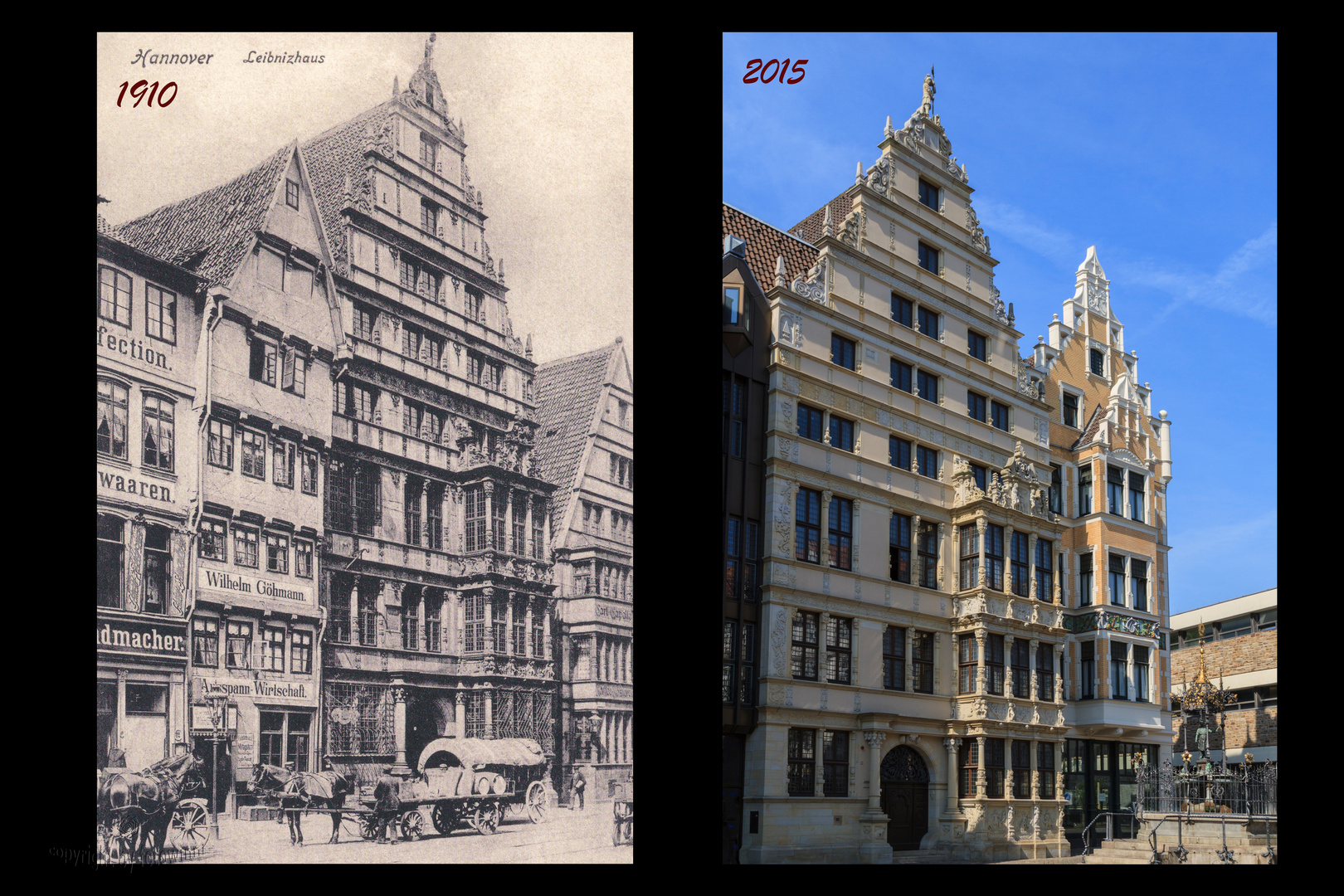 Hannover - Leibnizhaus 1910 und 2015