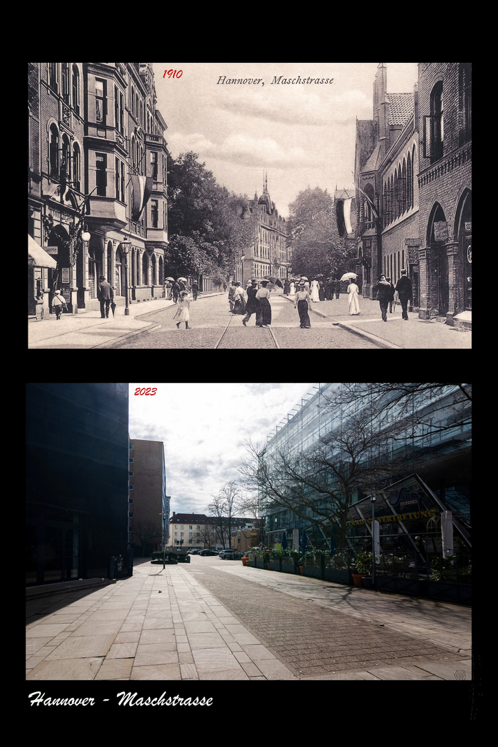 Hannover - Maschstrasse 1910 und 2023