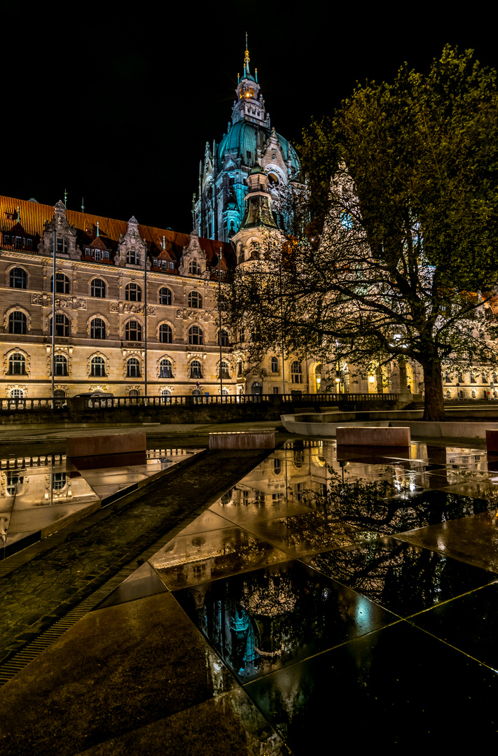 Hannover Rathaus bei Nacht