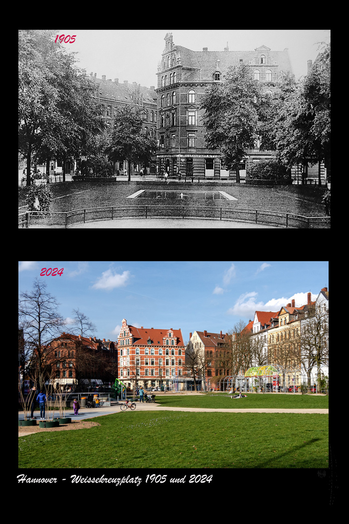 Hannover Weissekreuzplatz 1905 und 2024