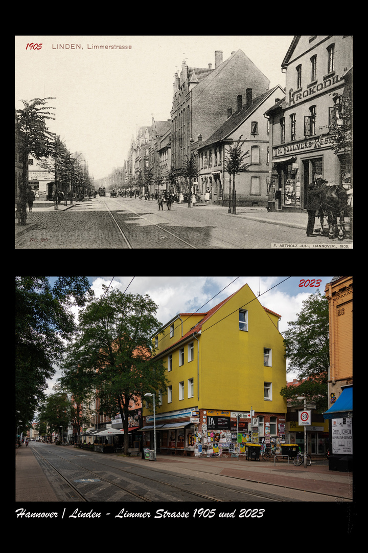 Hannover/Linden - Limmerstrasse 1905 und 2023