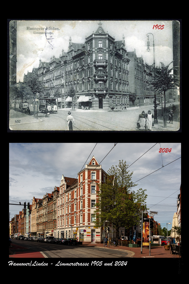 Hannover/Linden - Limmerstrasse 1905 und 2024