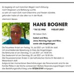 Hans Bogner *1950 † 2021