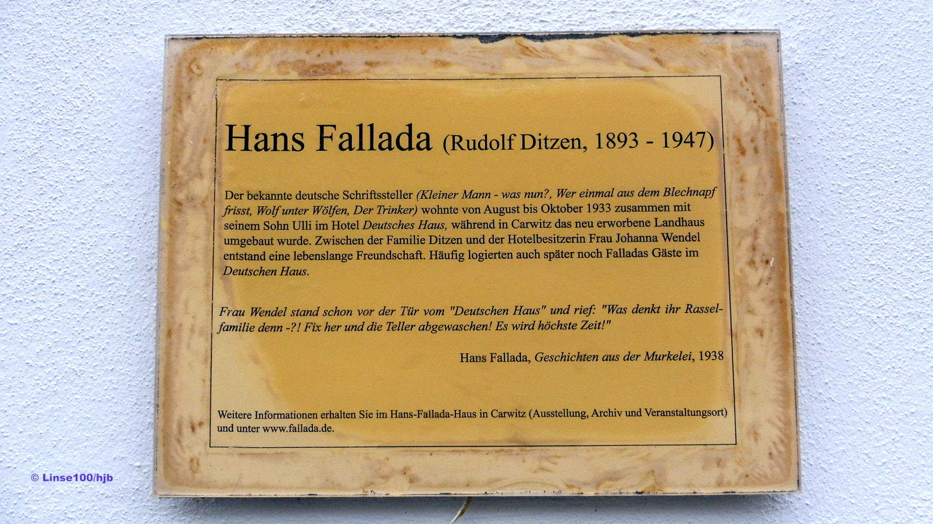 Hans Fallada Erinnerungstafel
