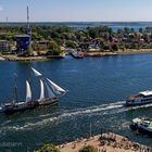 HANSE SAIL 2022. BLICK VON OBEN AUF DIE WARNOW RICHTUNG HOHE DÜNE