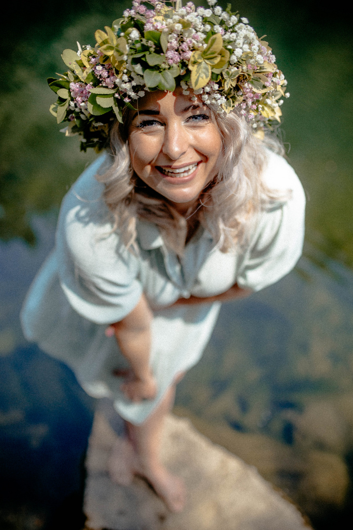 Happy Face with Flowers