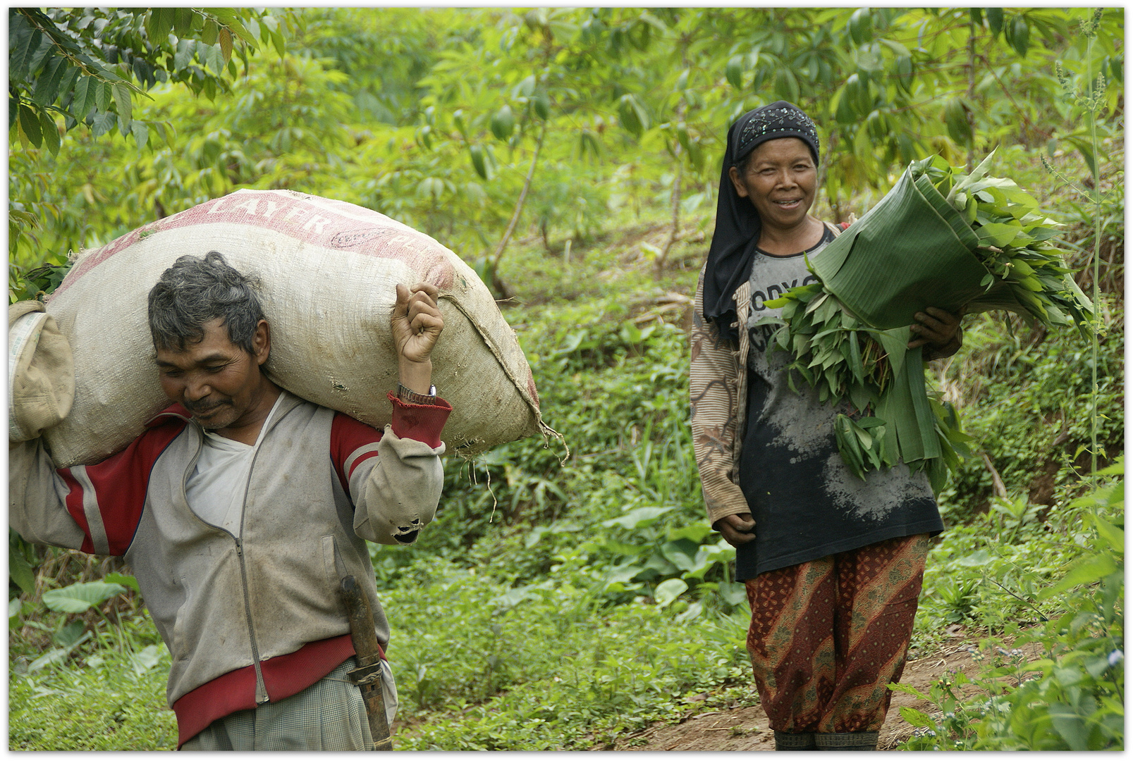 Happy farm workers