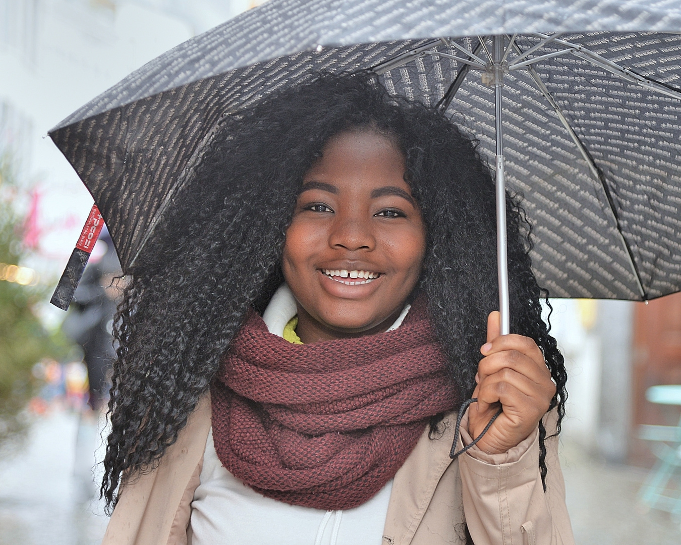 Happy in the rain.