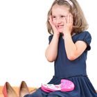 Happy little girl prepared for a make-up