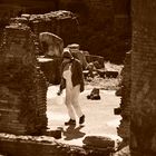 Happy mosaic restorer in Rome