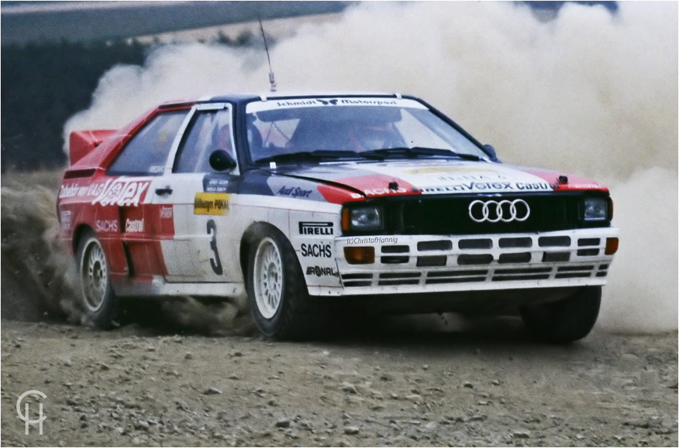 Harald Demuth im Audi Quattro - ADAC Rallye Deutschland 1983