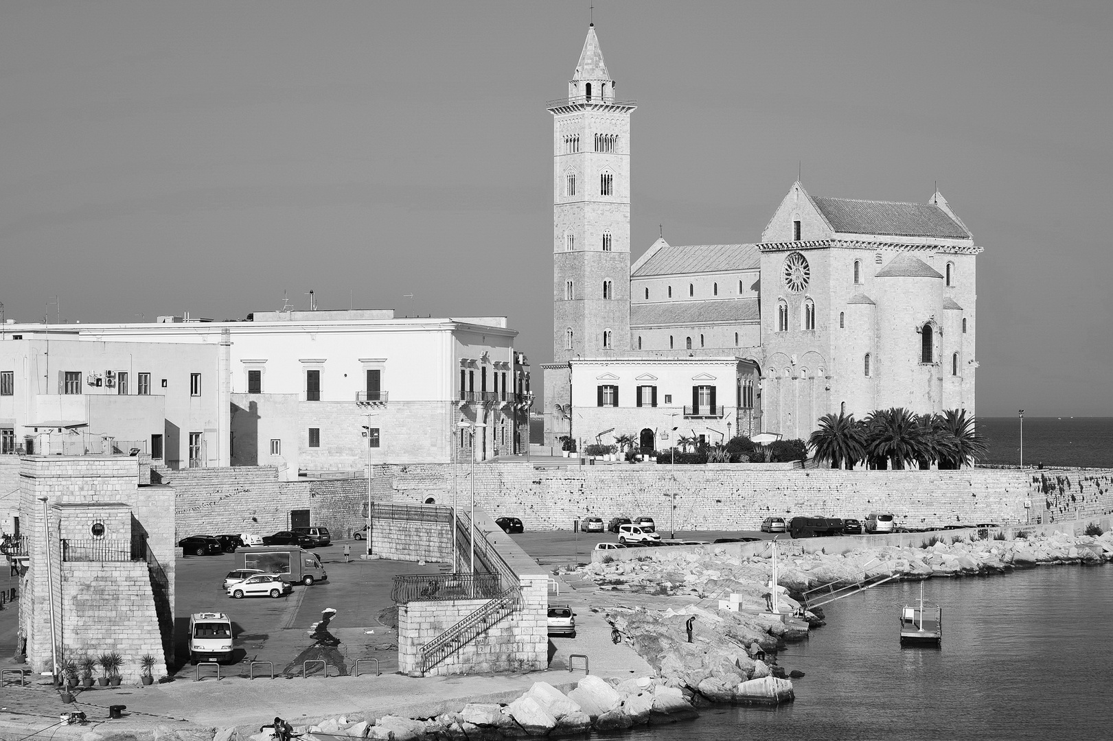 harbor, with cathedral, trani, italy