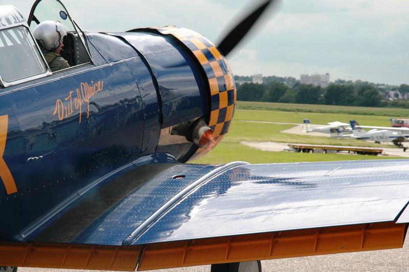 Harvard T-6 vorm Hangar