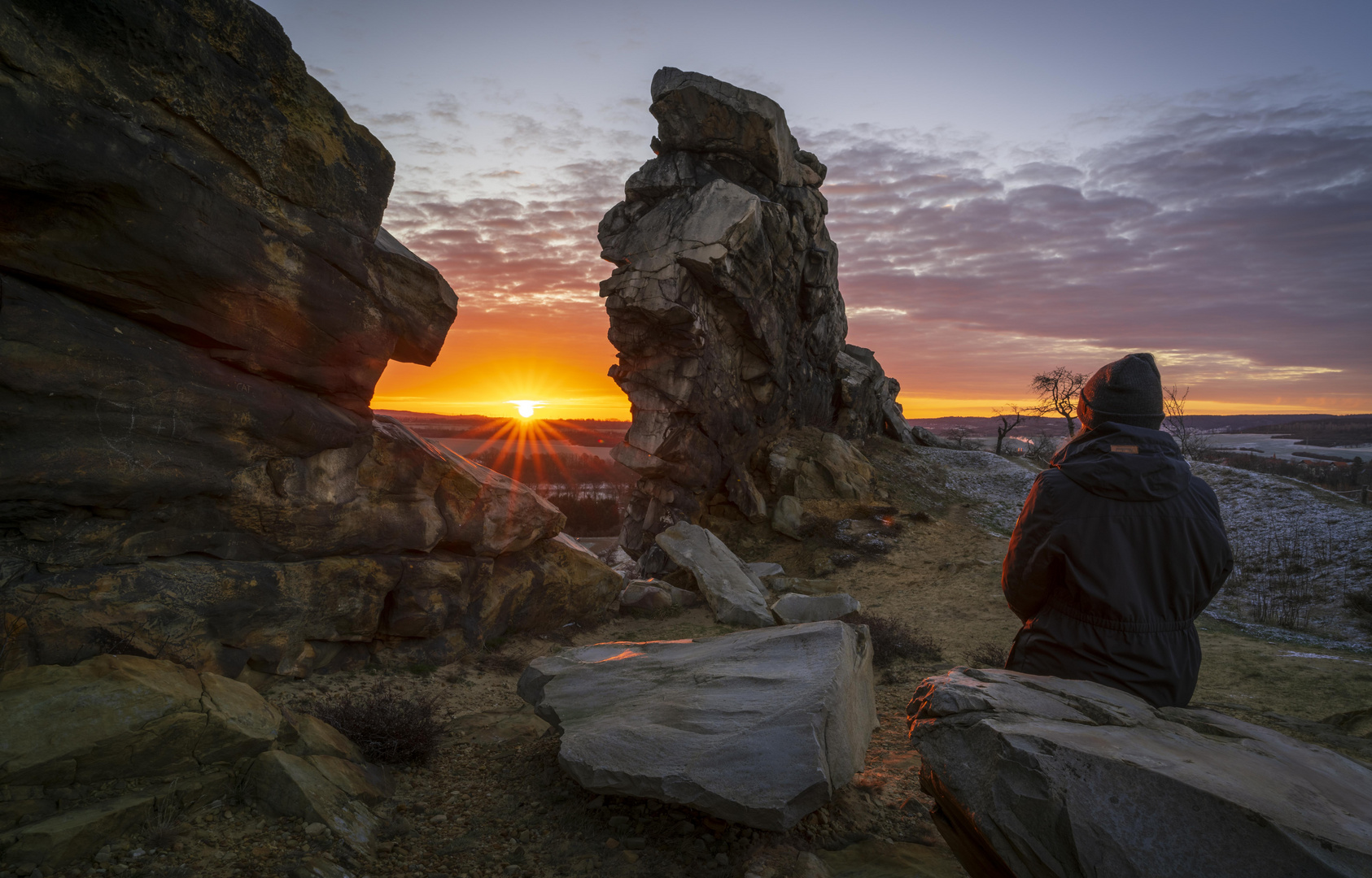 Harzer Teufelsmauer bei Sonnenaufgang