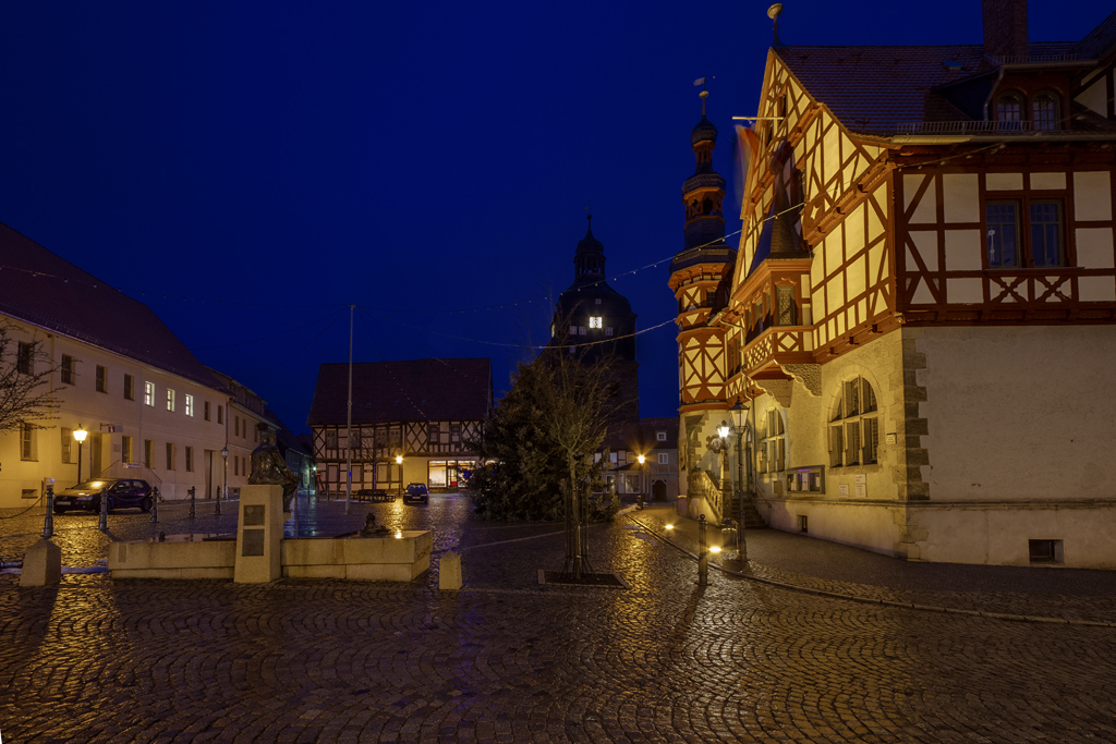 Harzgerode Rathaus und die Kirche St. Marien