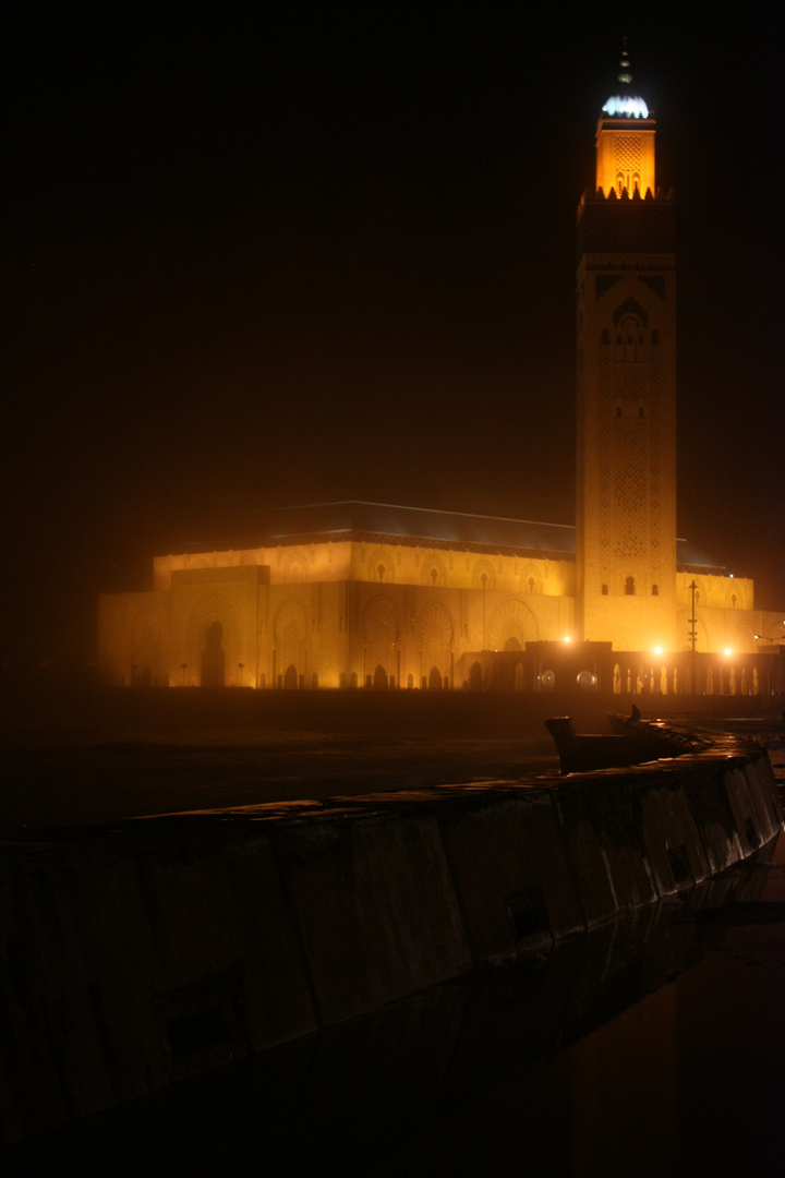 Hassan II Mosque in the night