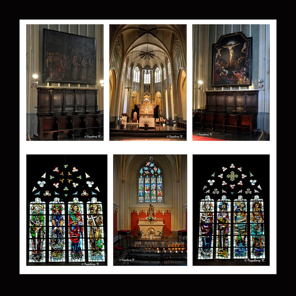 Hasselt - St. Quintinius-Kathedrale - Hauptaltar, Seitenaltar, Kirchenfenster