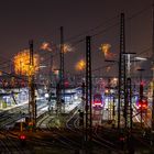 Hauptbahnhof Augsburg mit Feuerwerk