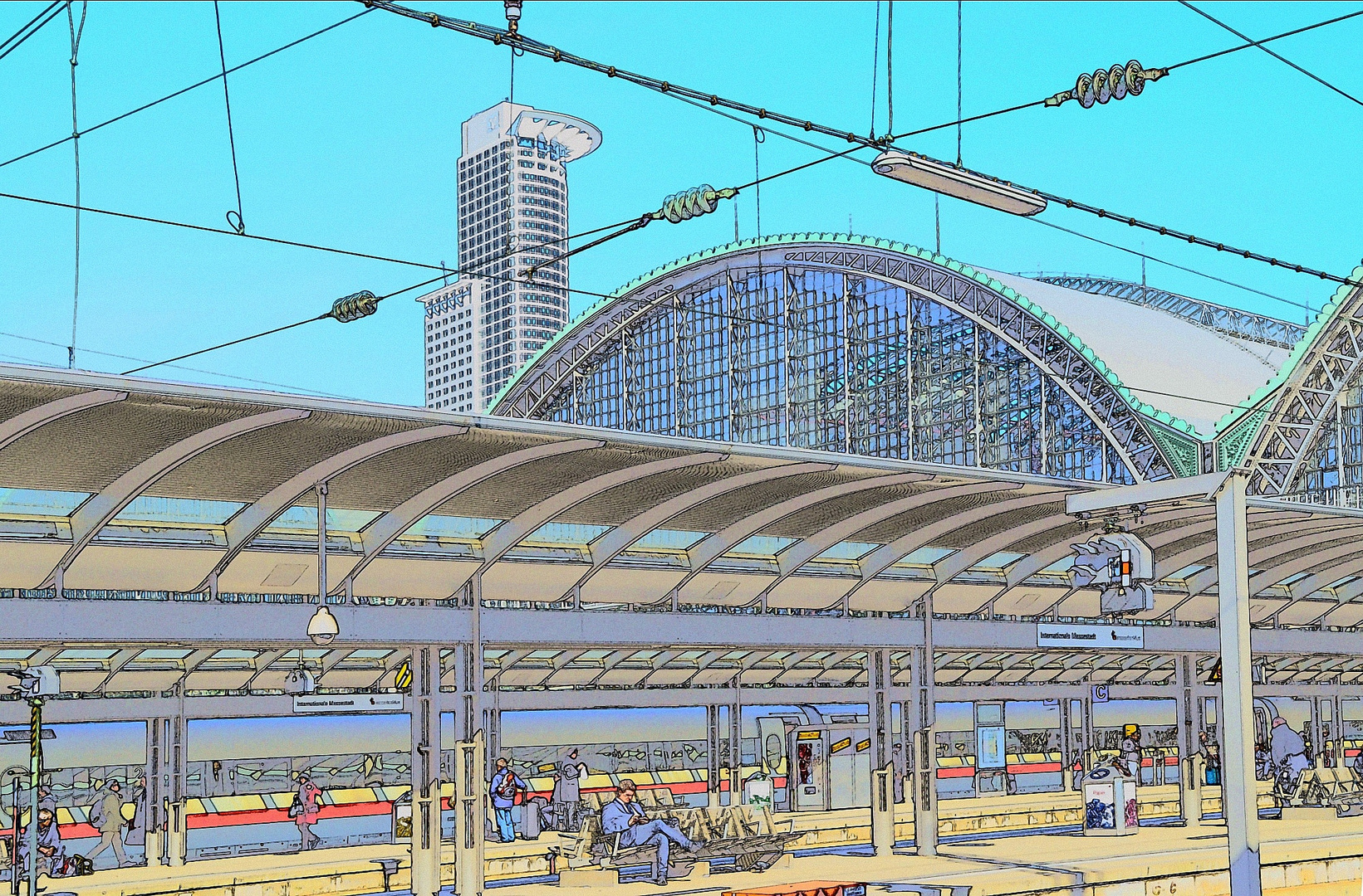 Hauptbahnhof Frankfurt als Zeichnung