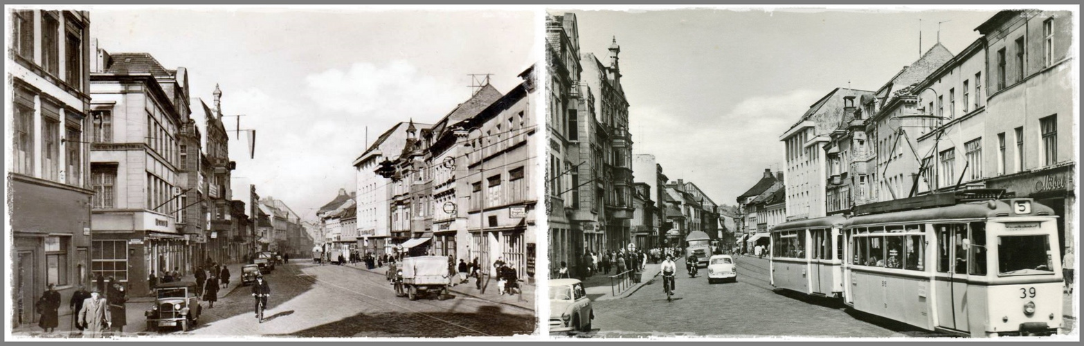 Hauptstraße in Brandenburg in unterschiedlichen Jahrzehnten