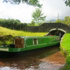 Hausboot / Narrowboat auf dem Brecon Canal (Llangyndir Deli, Brecon Beacons, Wales)
